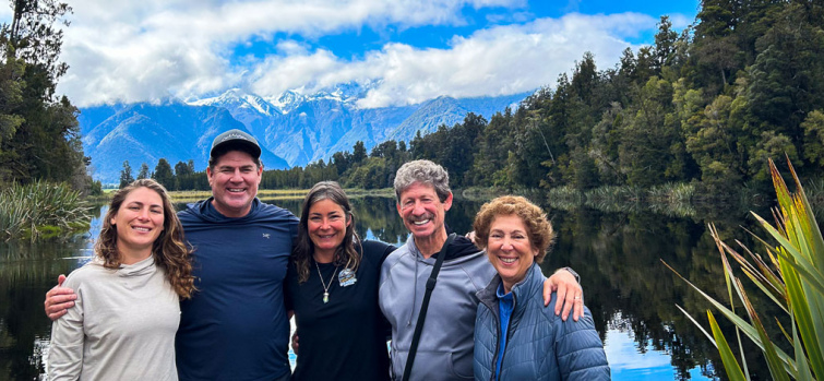 guide rach and guests at lake matheson